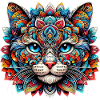 Katze mit Mandalas verziert