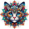 Katze mit Mandalas verziert