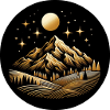 Landscape, Mountain, Nature, Black, Gold