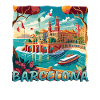 Barcelona City Harbour - Grunge Design