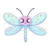 Slända Söt Glad Kawaii Tecknad Clipart Djur