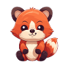 Röd Panda Söt Lycklig Kawaii Tecknad Clipart Djur