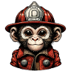 Little monkey in firefighter outfit