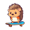 Rolig igelkott Kawaii tecknad film husdjur som spelar skateboa