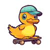 Grappig Eend Kawaii Cartoon Huisdier Spelen Skateboard