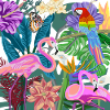 Jungle Painting Flamingos 02