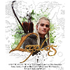 Il personaggio del Signore degli Anelli Legolas con iscrizione
