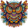 Eule mit Mandalas verziert