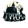 Enigmatic Gothic Cemetery: Misty Moonlight