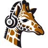 Girafe avec écouteurs