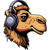 Camel with headphones
