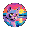 Korat Cat Breed Akvarel tegneserie Kawaii Pet
