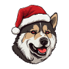 Akita Dog Christmas Head
