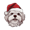 Maltese Dog Christmas Head