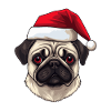 Pug Dog Pug Christmas Head