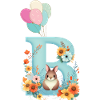 Letter B, Monogram, Flowers, Bunny