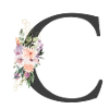 Letter C, Monogram, Floral