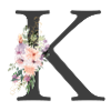 Buchstabe K, Monogramm, Blumen