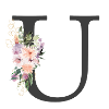 Letter U, Monogram, Flowers