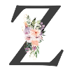 Letter Z, Monogram, Flowers