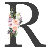 Letter R, Monogram, Flowers
