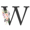 Buchstabe W, Monogramm, Blumen