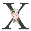 Letter X, Monogram, Flowers