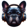 french bulldog with headphones