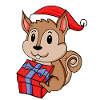 Squirrel with Santa hat