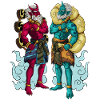 Japanese gods Fujin and Raijin