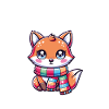 Charmanter Kawaii-Fuchs mit Schalgrafik