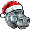 Hippopotamus Christmas Animal Head