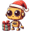 Cute Christmas robot with gift