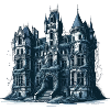 Mysterious abandoned castle with vineyards