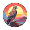 Buizerd Kleurrijke Aquarel Cartoon Kawaii Dier