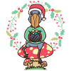 Shoebill Bird on Mushroom Christmas
