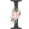 Letter I, Monogram, Flowers