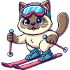 Siamese Cat Ski Holiday Skier