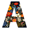 Buchstabe A, Monogramm, Blumenmuster