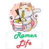 Cute Cat Eating Ramen