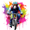 Scimmia con mountain bike, bicicletta, scimpanzé, scimmia