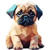 Pug puppy in art