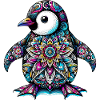 Pinguin mit Mandalas verziert