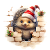 Weihnachtsigel in der Mauer