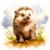 Aquarell Igel auf der Wiese