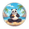 Panda-Cartoon-Yoga-Strand-Sommer-Illustration