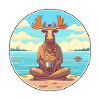 Elch-Cartoon-Yoga-Strand-Sommer-Illustration