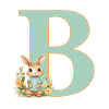 Letter B, Monogram, Flowers, Bunny
