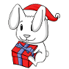 Rabbit with Christmas Santa Hat