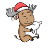 Moose Deer Cute Tired Christmas